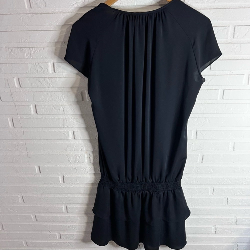 Amanda Uprichard Black Short Sleeve Ruffle Smocked Waist Dress, Size Small - Picture 3 of 8